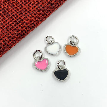 Tiny Heart Charms, Rhodium plated