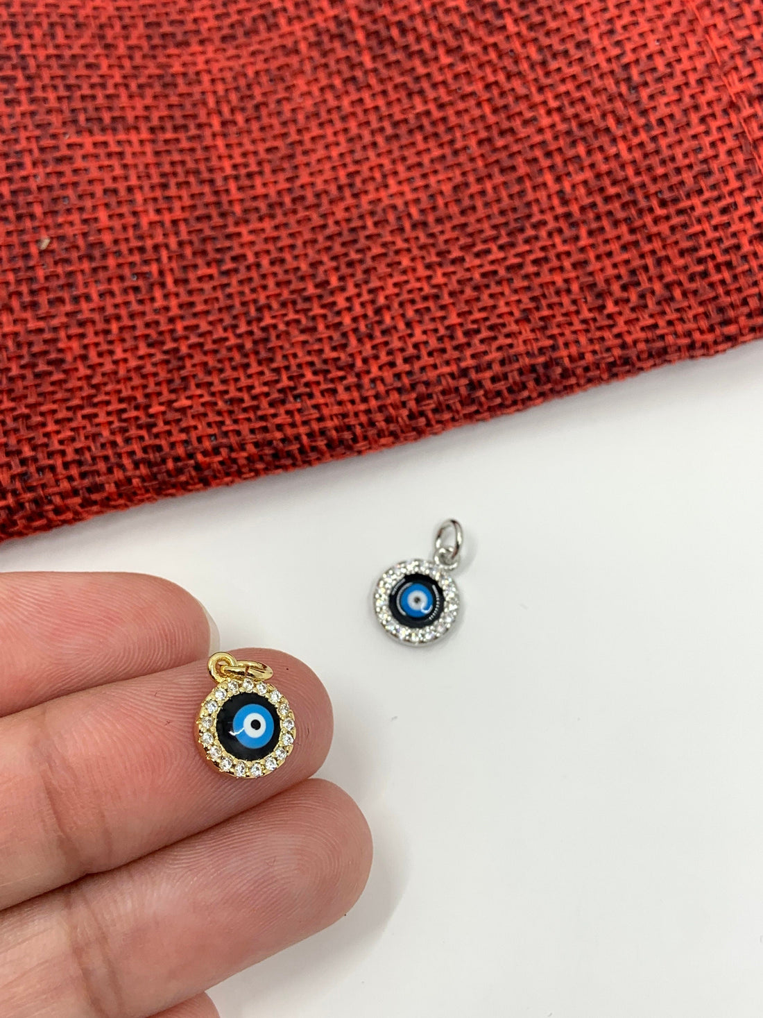 CZ Evil Eye Charm, 8mm x 13mm | Bellaire Wholesale