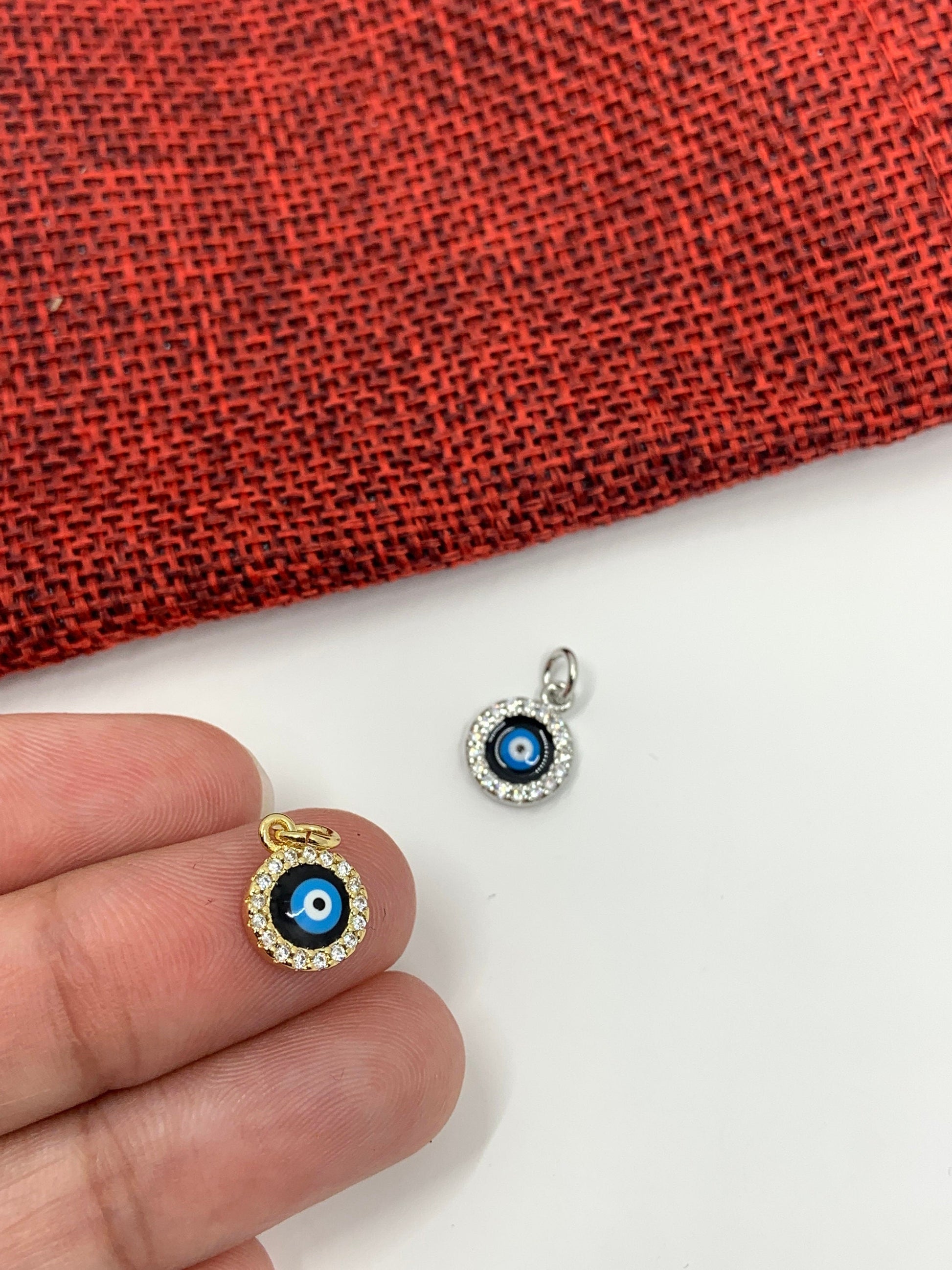 CZ Evil Eye Charm, 8mm x 13mm | Bellaire Wholesale