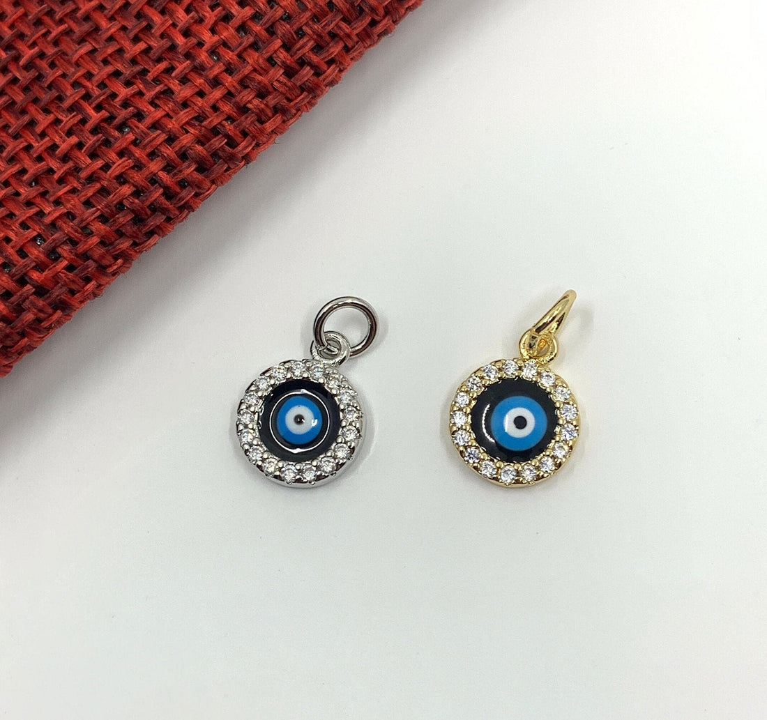 CZ Evil Eye Charm, 8mm x 13mm | Bellaire Wholesale
