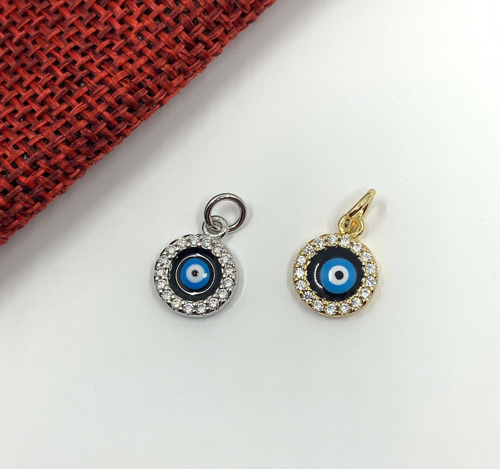 CZ Evil Eye Charm, 8mm x 13mm | Bellaire Wholesale