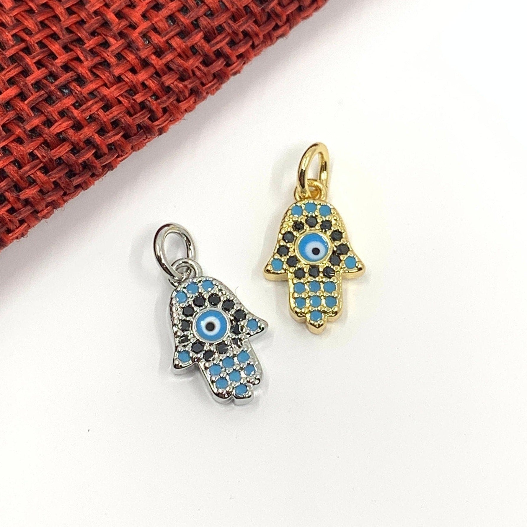 Evil Eye Hamsa Charm, 14mm x 7mm