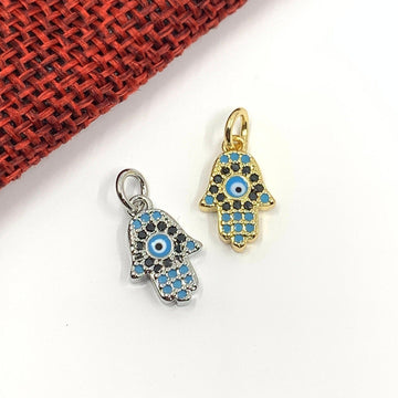 Evil Eye Hamsa Charm, 14mm x 7mm