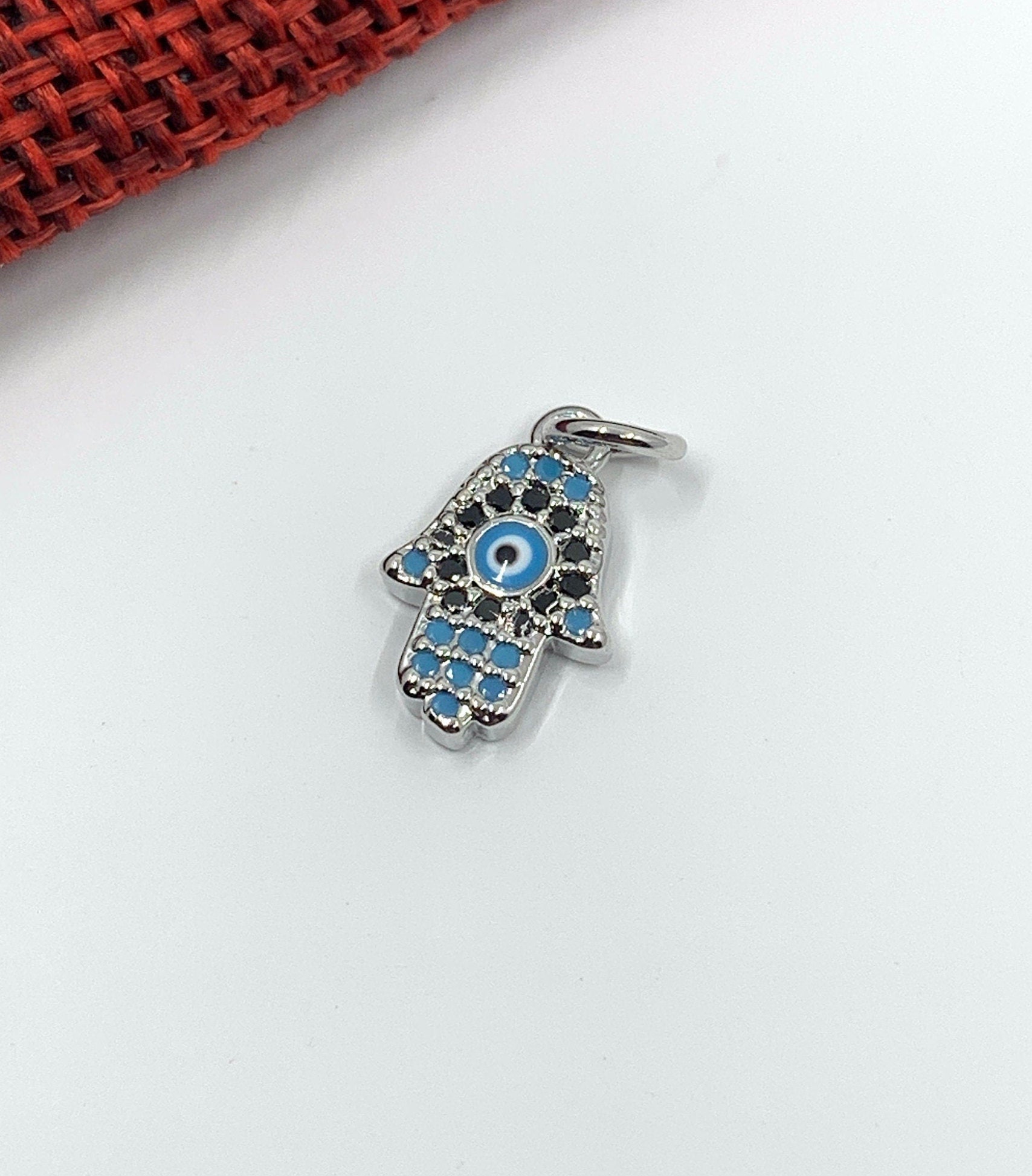 Evil Eye Hamsa Charm, 14mm x 7mm