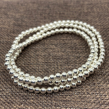 925 Silver Bead Bracelet, 4mm beads