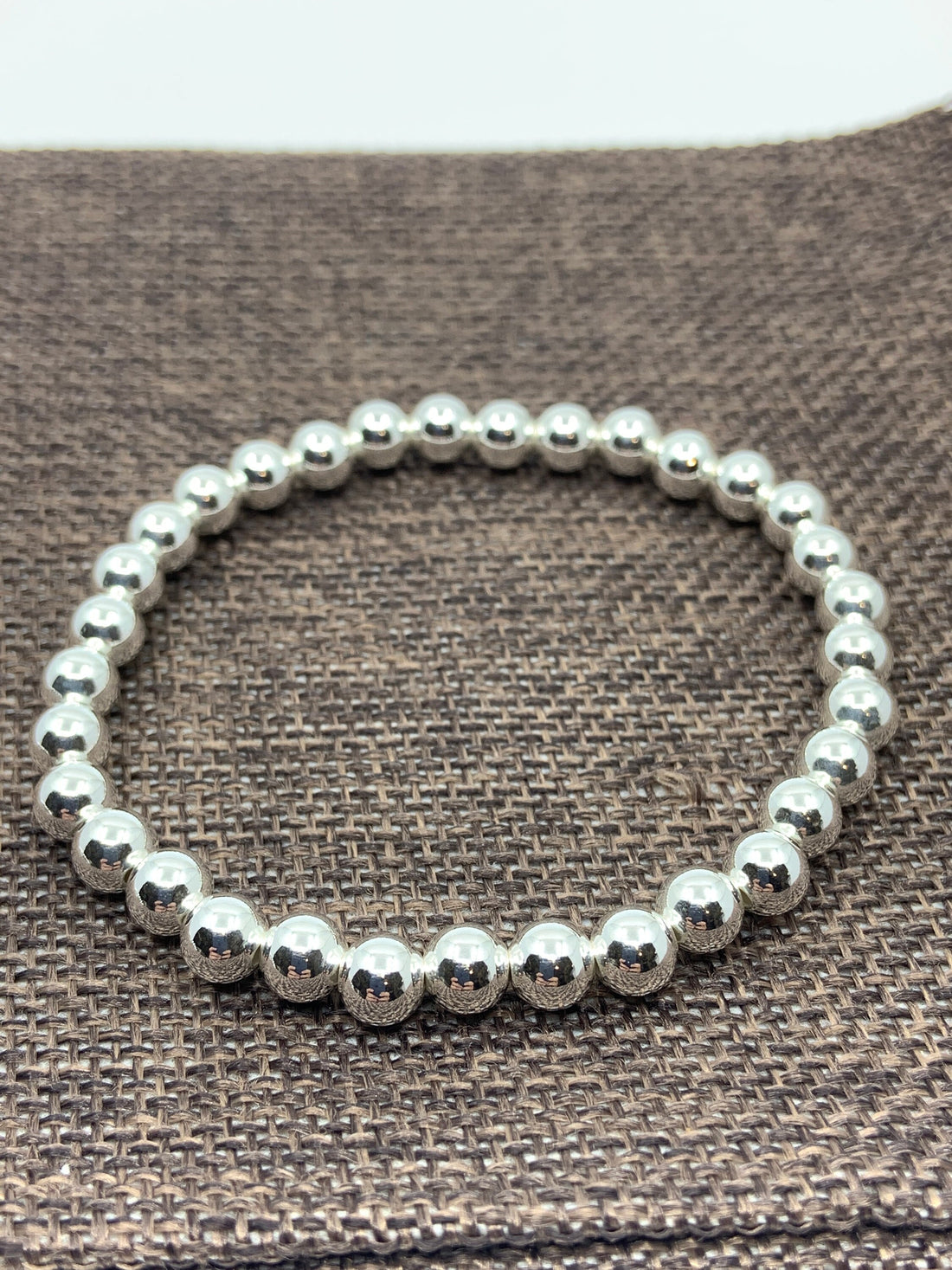 925 Silver Bead Bracelet, 6mm bead size