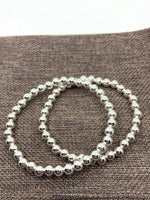 925 Silver Bead Bracelet, 6mm bead size