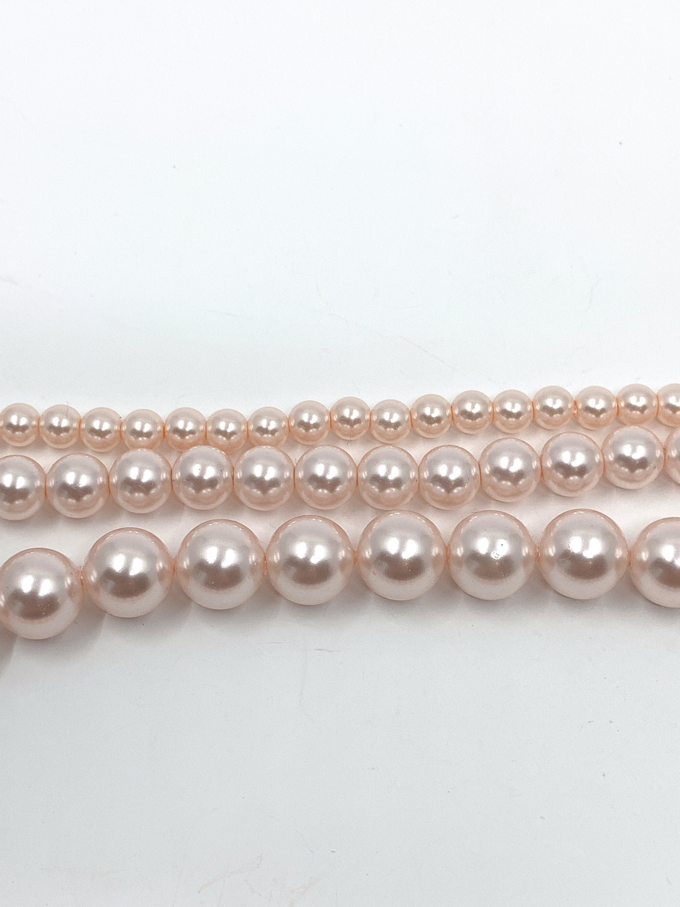 Blush Pink Shell Pearls, 4mm, 6mm, 8mm Sizes