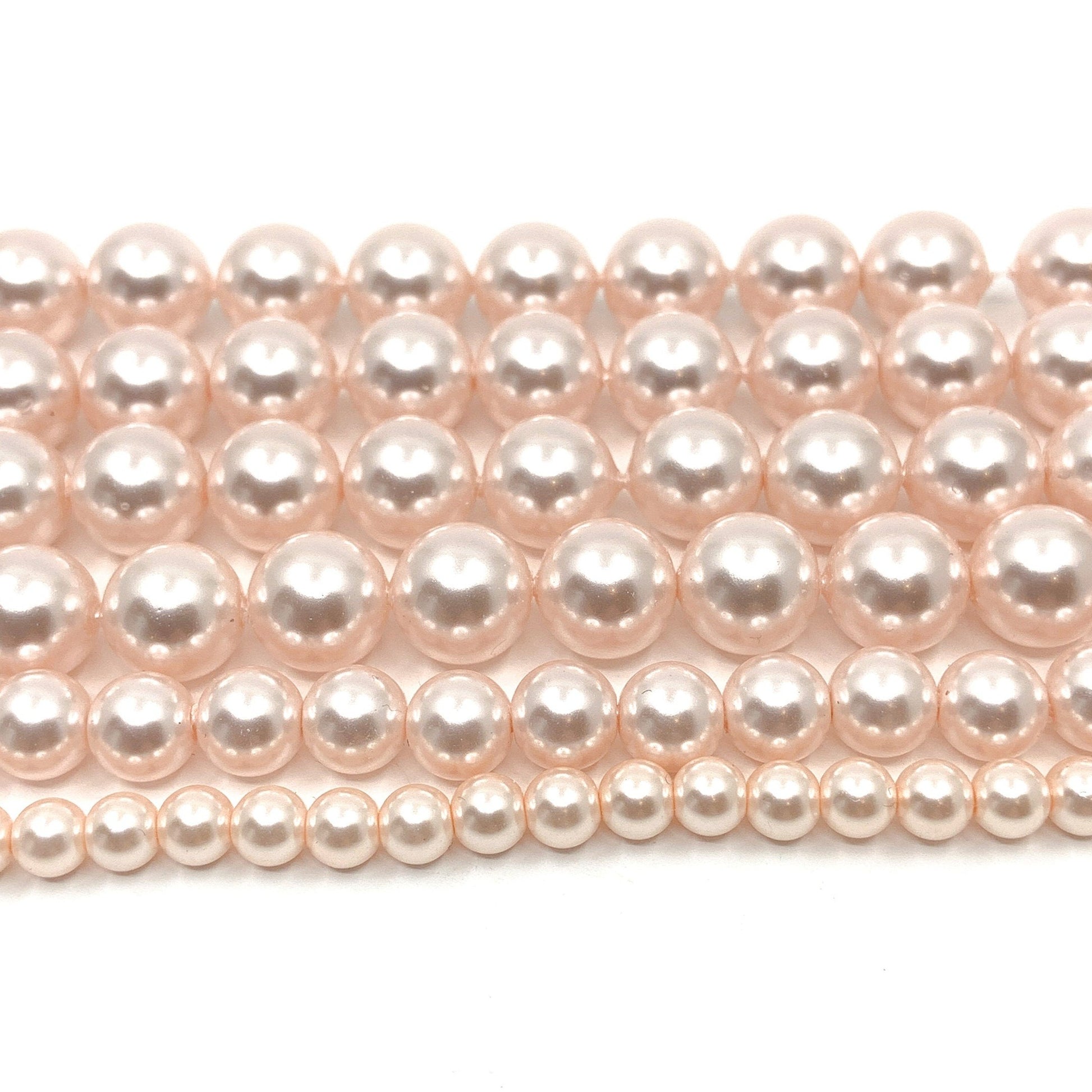 Blush Pink Shell Pearls, 4mm, 6mm, 8mm Sizes