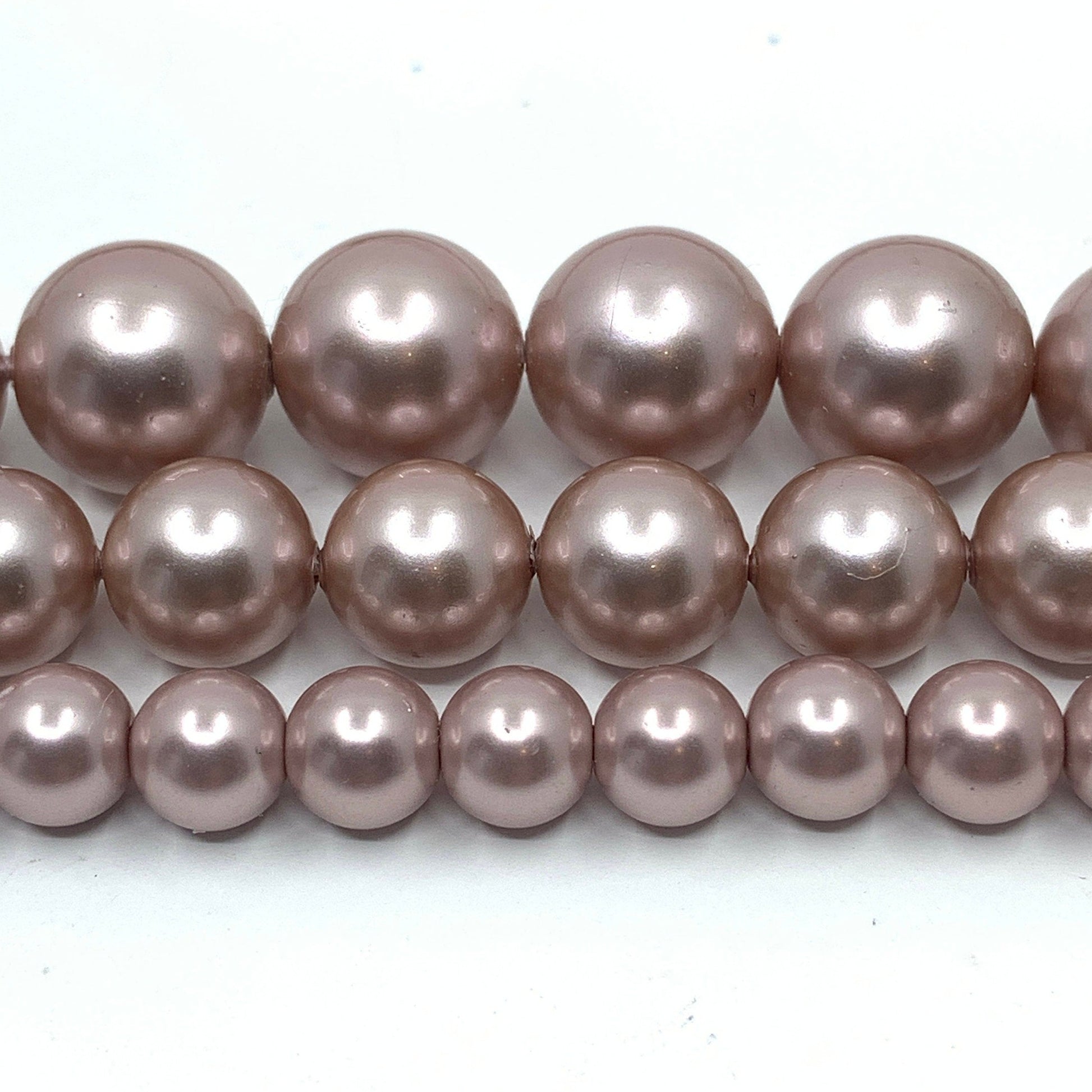Mauve Pink Shell Pearls, 6mm, 8mm, 10mm Sizes