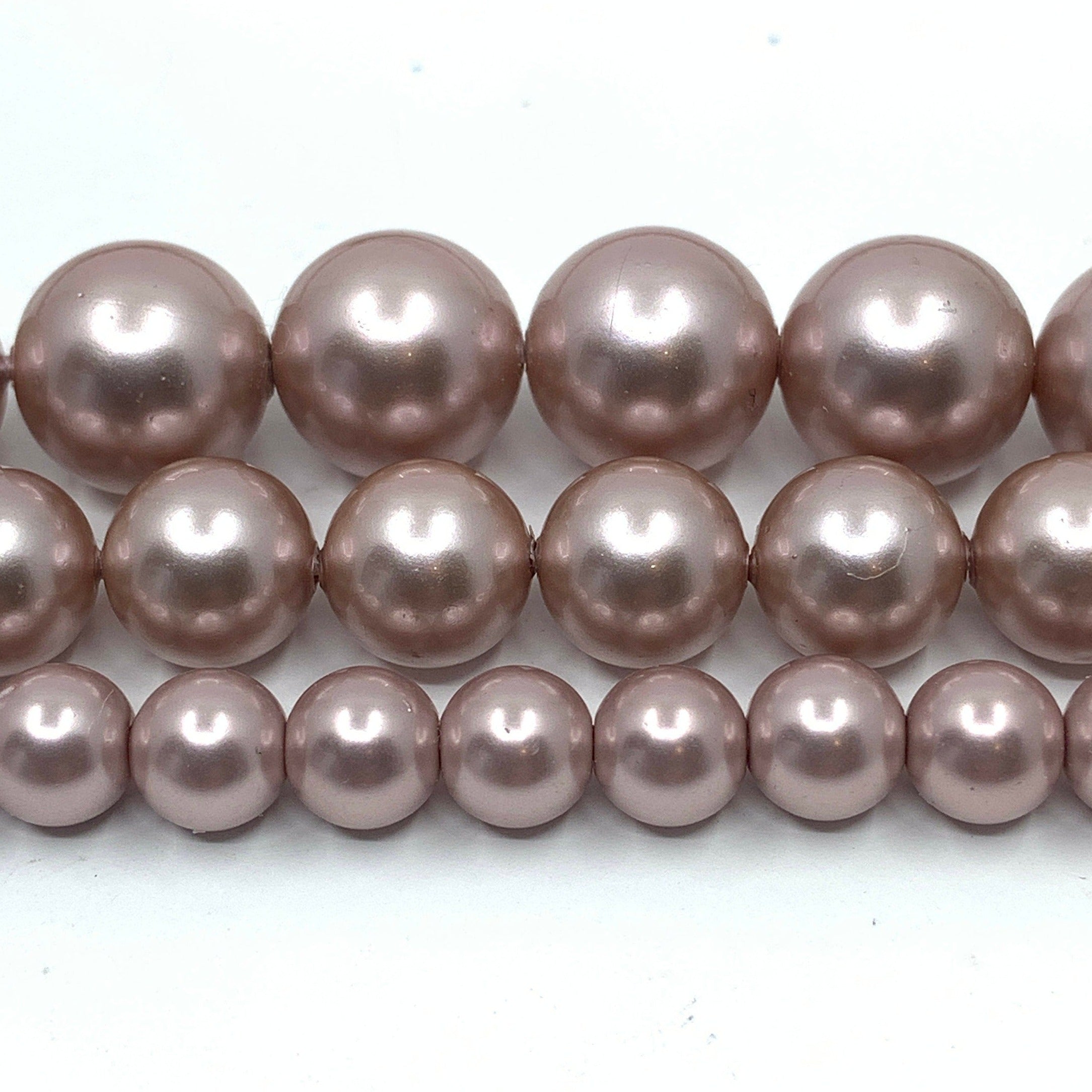 Mauve Pink Shell Pearls, 6mm, 8mm, 10mm Sizes