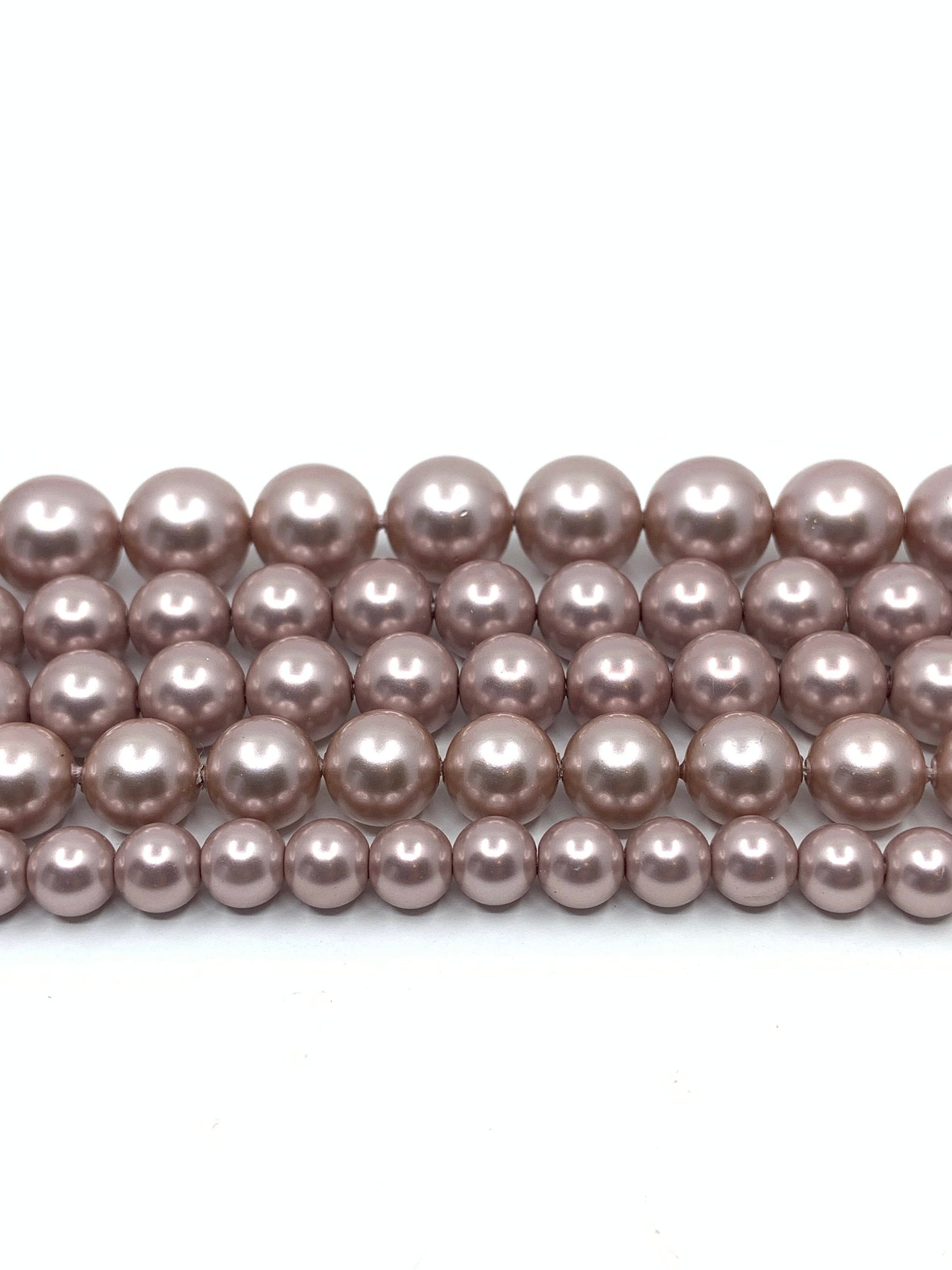 Mauve Pink Shell Pearls, 6mm, 8mm, 10mm Sizes