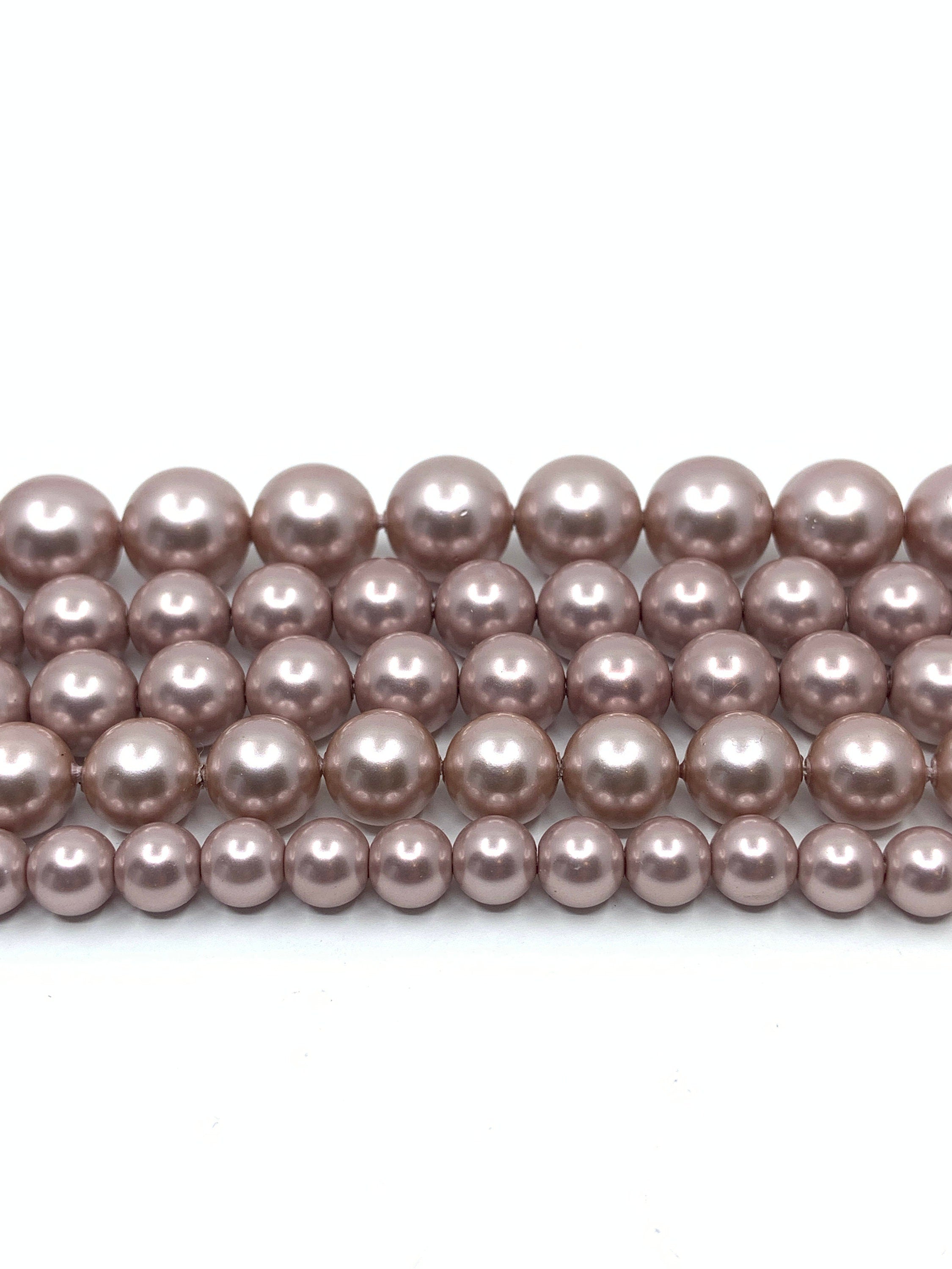 Mauve Pink Shell Pearls, 6mm, 8mm, 10mm Sizes