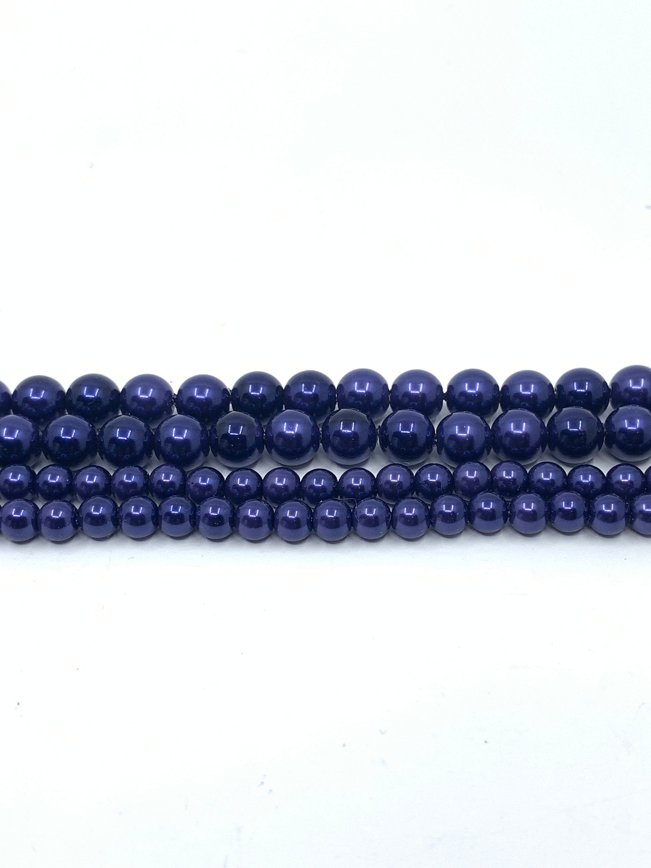 Dark Blue Shell Pearls, 4mm, 6mm Sizes