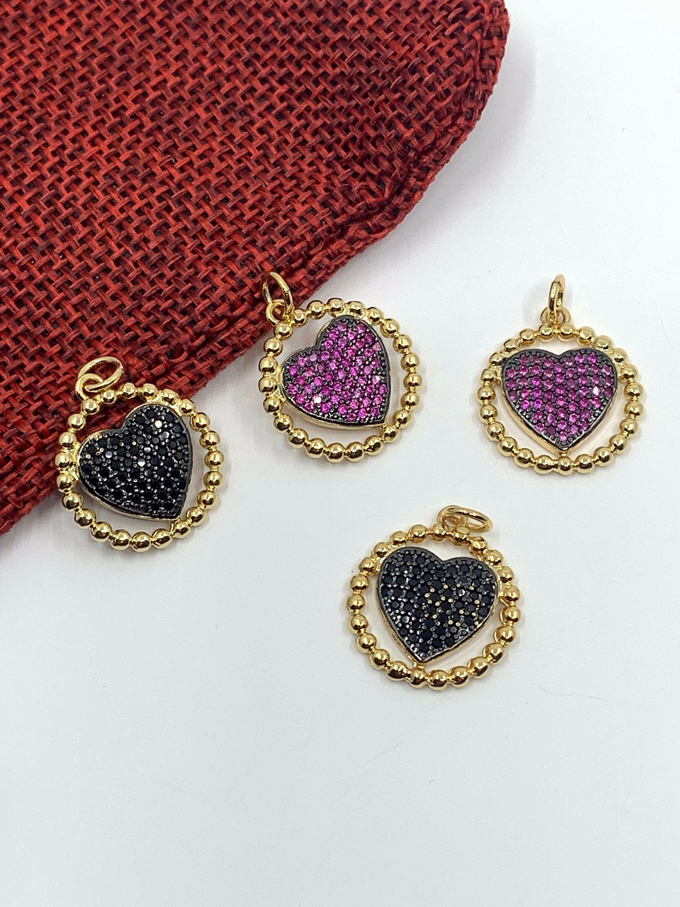 Heart Round Pendant, CZ Micro Pave | Bellaire Wholesale