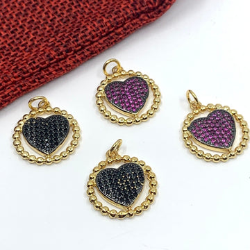 Heart Round Pendant, CZ Micro Pave | Bellaire Wholesale