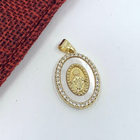 Mother Mary Oval Charm, Gemstone Inspired