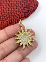 Big CZ Sun Pendant 36mm x 27mm