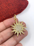 Big CZ Sun Pendant 36mm x 27mm