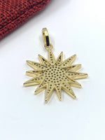 Big CZ Sun Pendant 36mm x 27mm