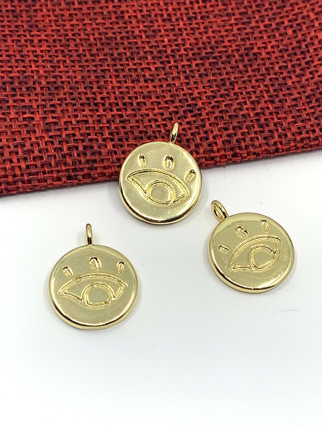 Evil Eye Flat Round Charm 19mm x 15mm