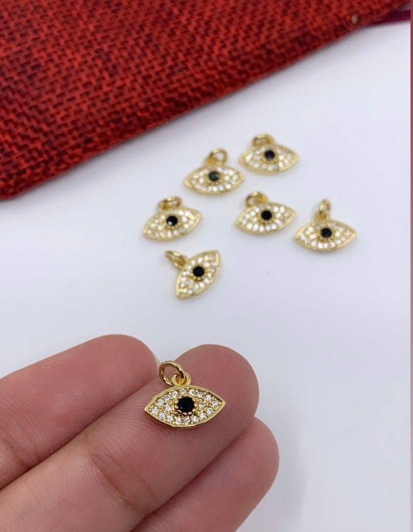 Gold/ Silver CZ Evil Eye with Clear Stones