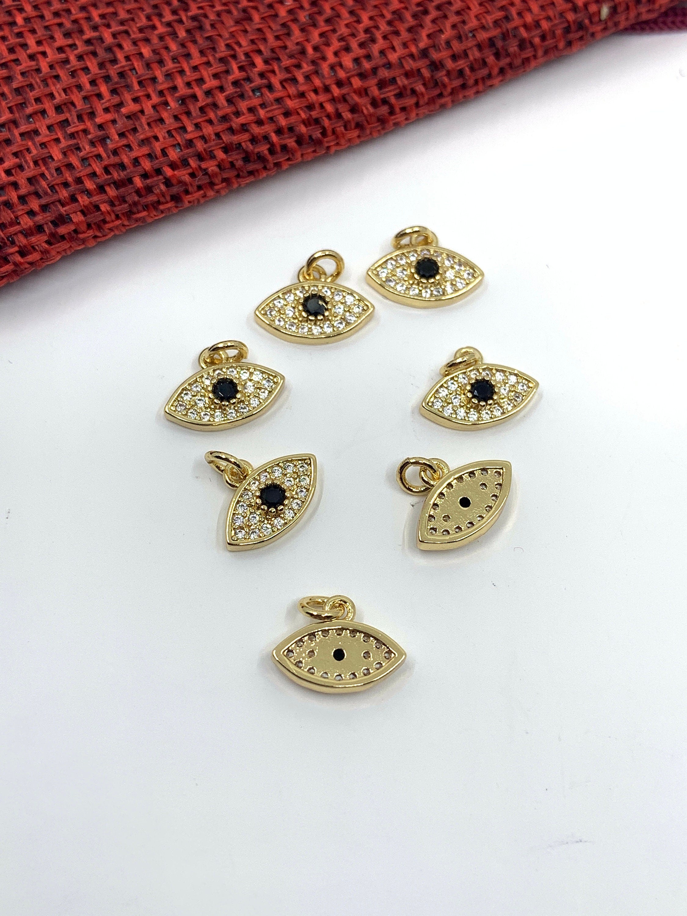 Gold/ Silver CZ Evil Eye with Clear Stones