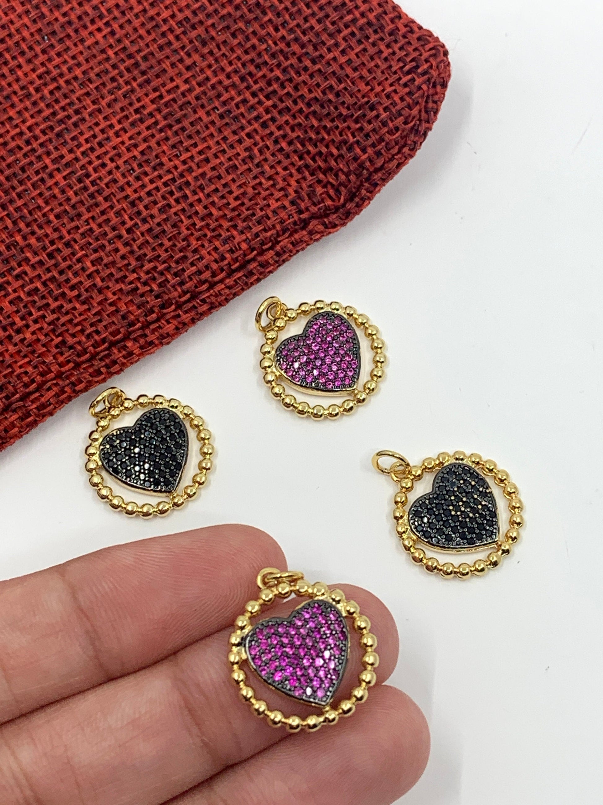 Heart Round Pendant, CZ Micro Pave | Bellaire Wholesale