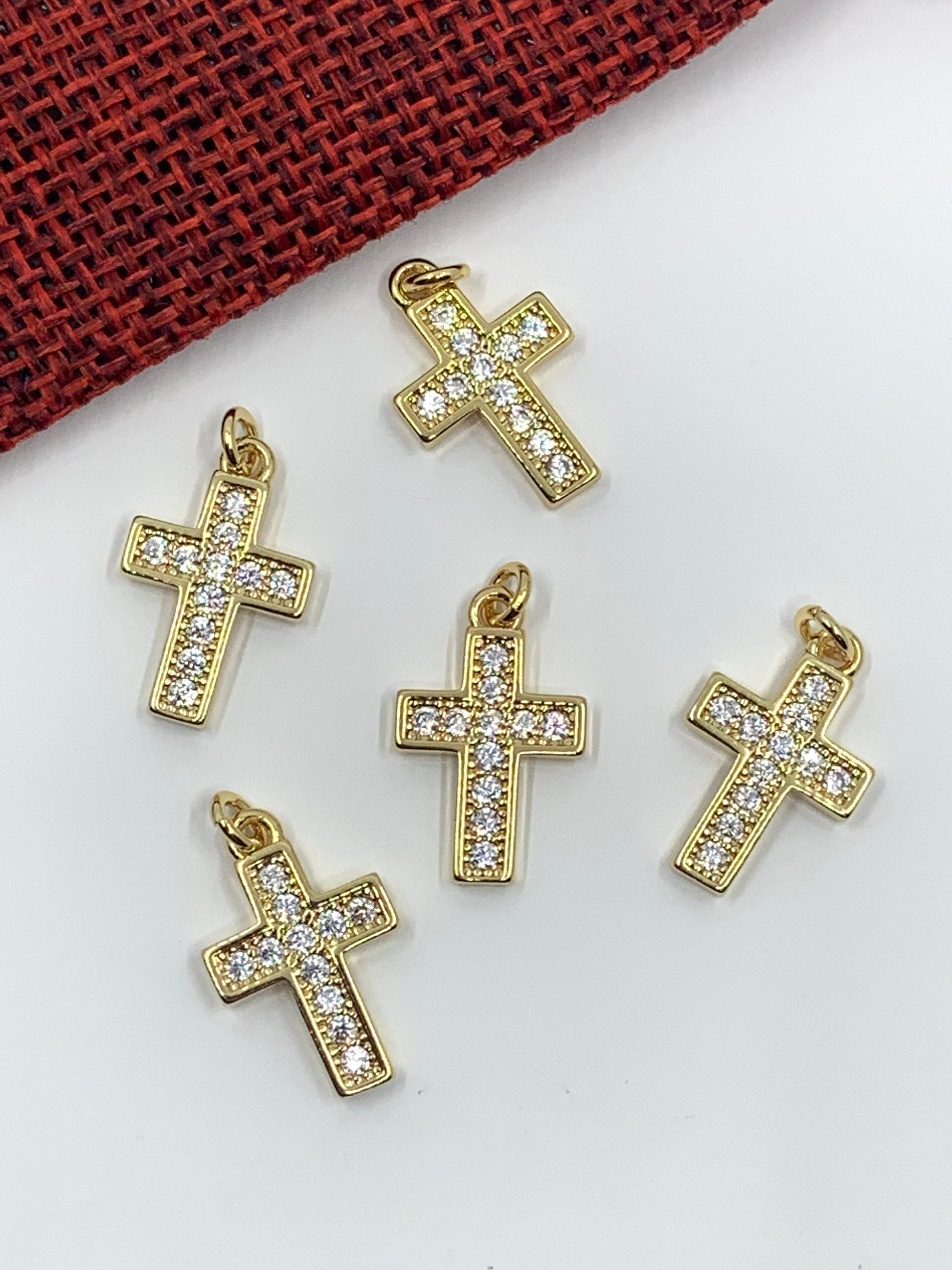 Cubic Zirconia Pave Gold Cross 