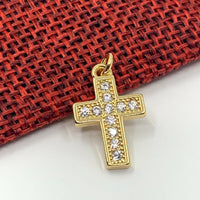 Cubic Zirconia Pave Gold Cross 