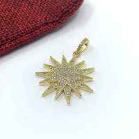 Big CZ Sun Pendant 36mm x 27mm