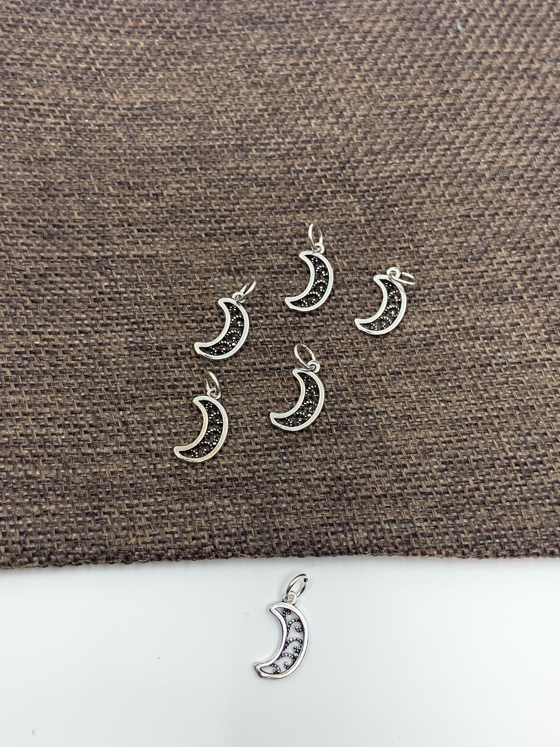 925 Sterling Silver Filigree Crescent Moon