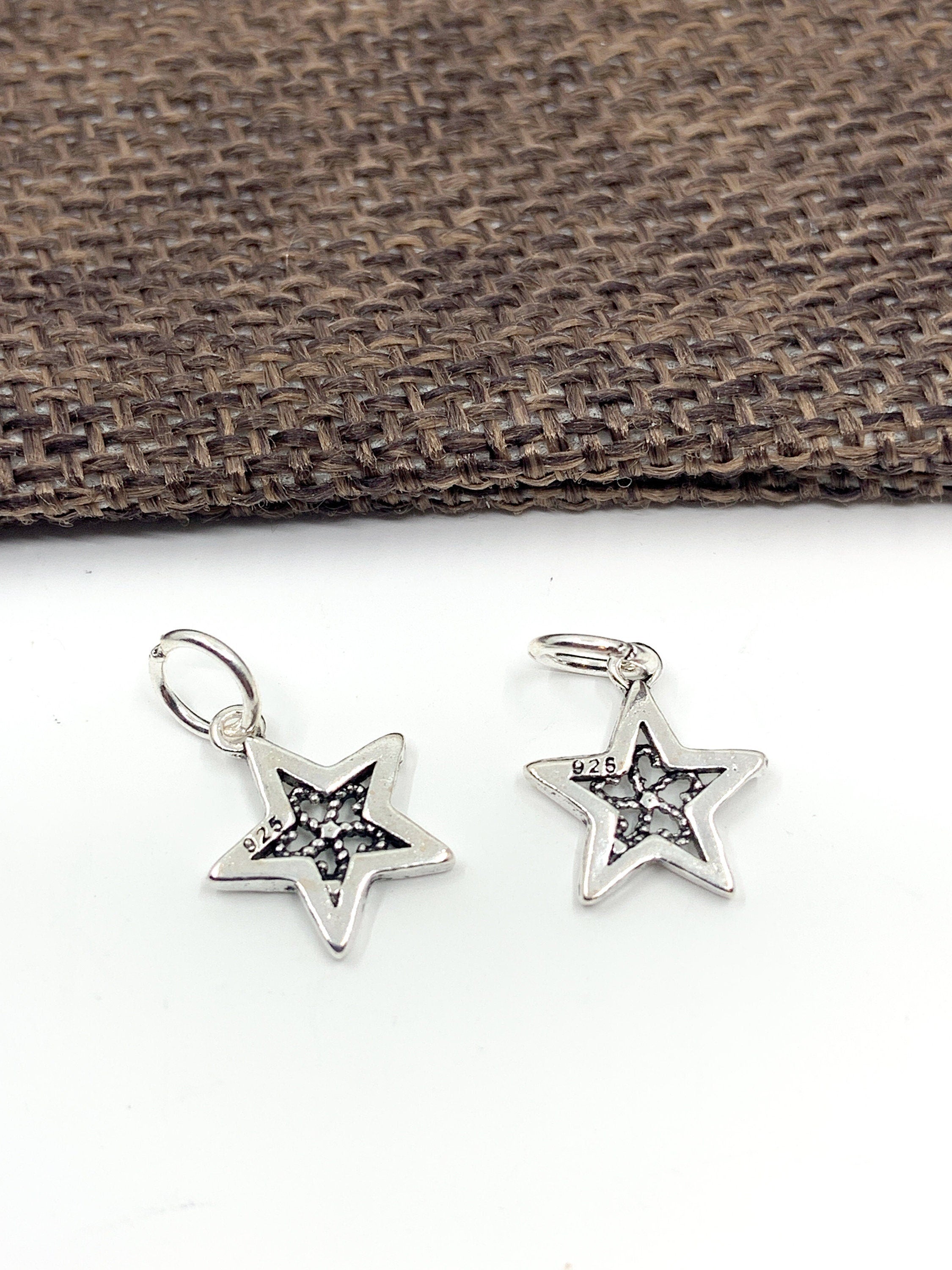 925 Sterling Silver Filigree Star Charm