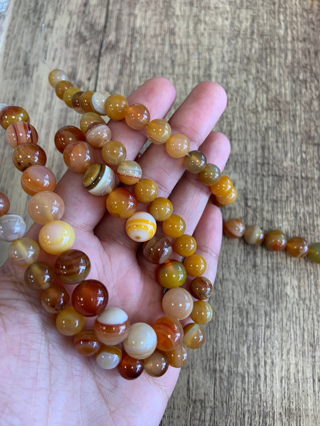Orange Yellow Banded Agate Beads 4mm, 6mm, 8mm, 10mm