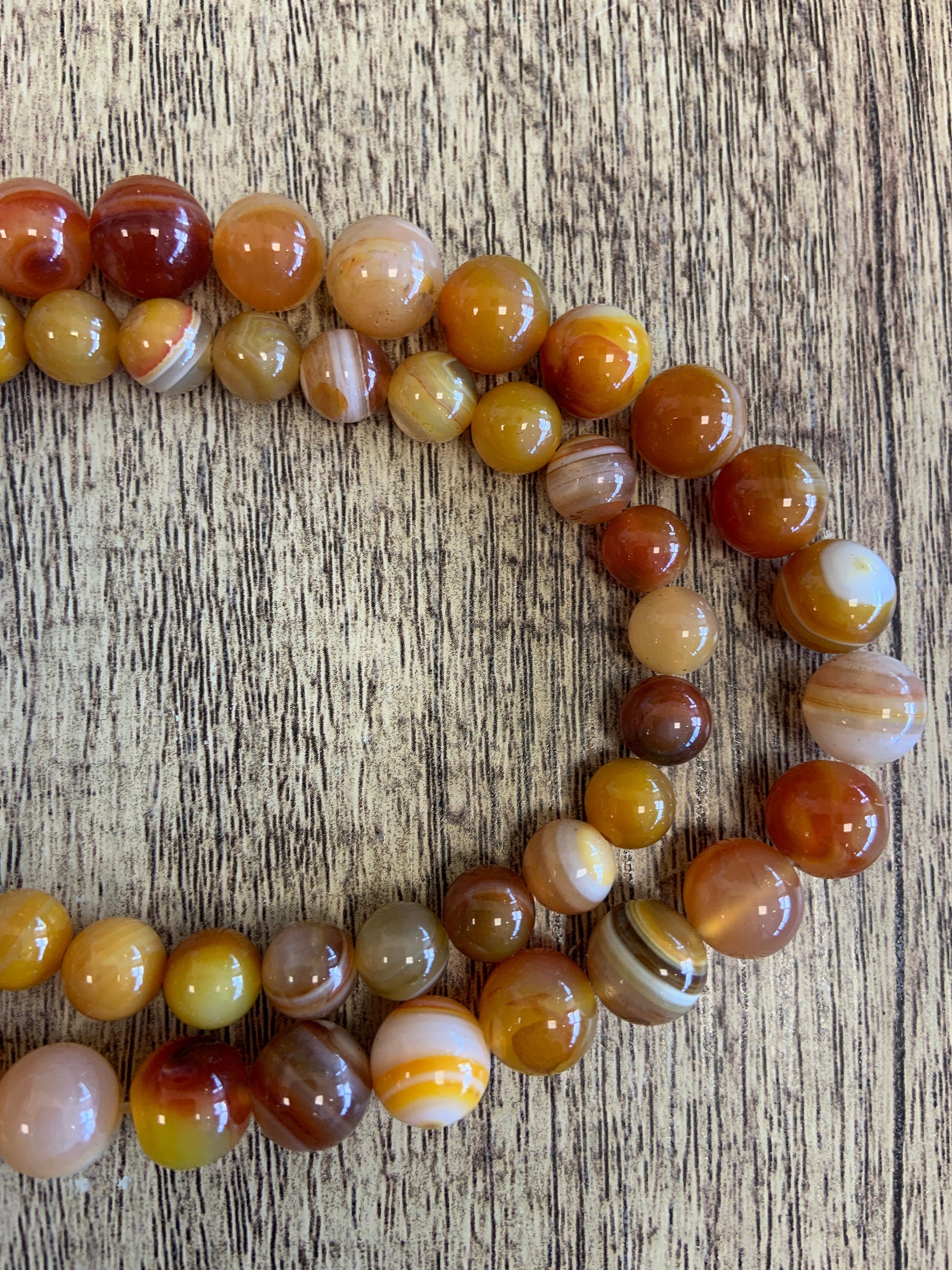 Orange Yellow Banded Agate Beads 4mm, 6mm, 8mm, 10mm
