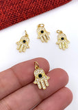 Gold Hamsa with Evil Eye Charm