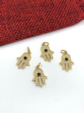 Gold Hamsa with Evil Eye Charm