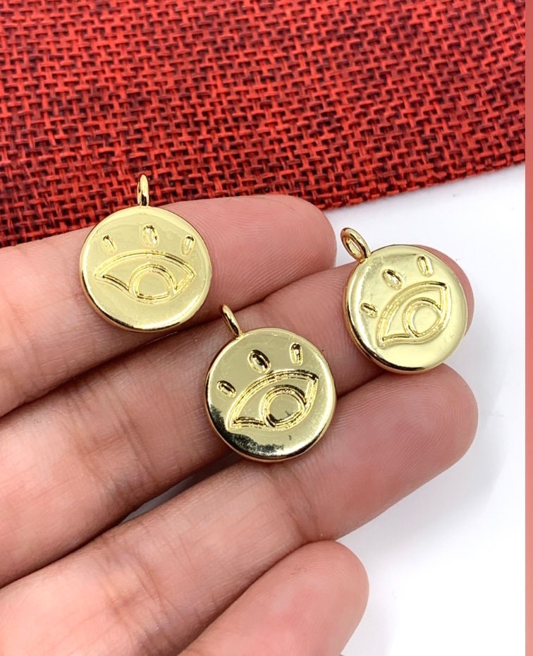Evil Eye Flat Round Charm 19mm x 15mm