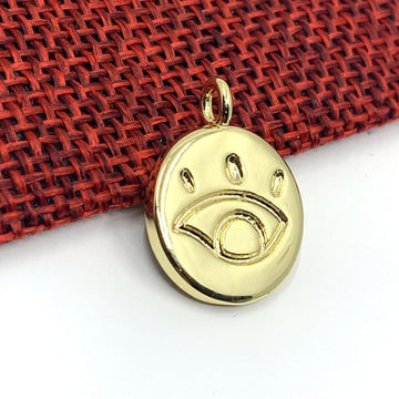 Evil Eye Flat Round Charm 19mm x 15mm