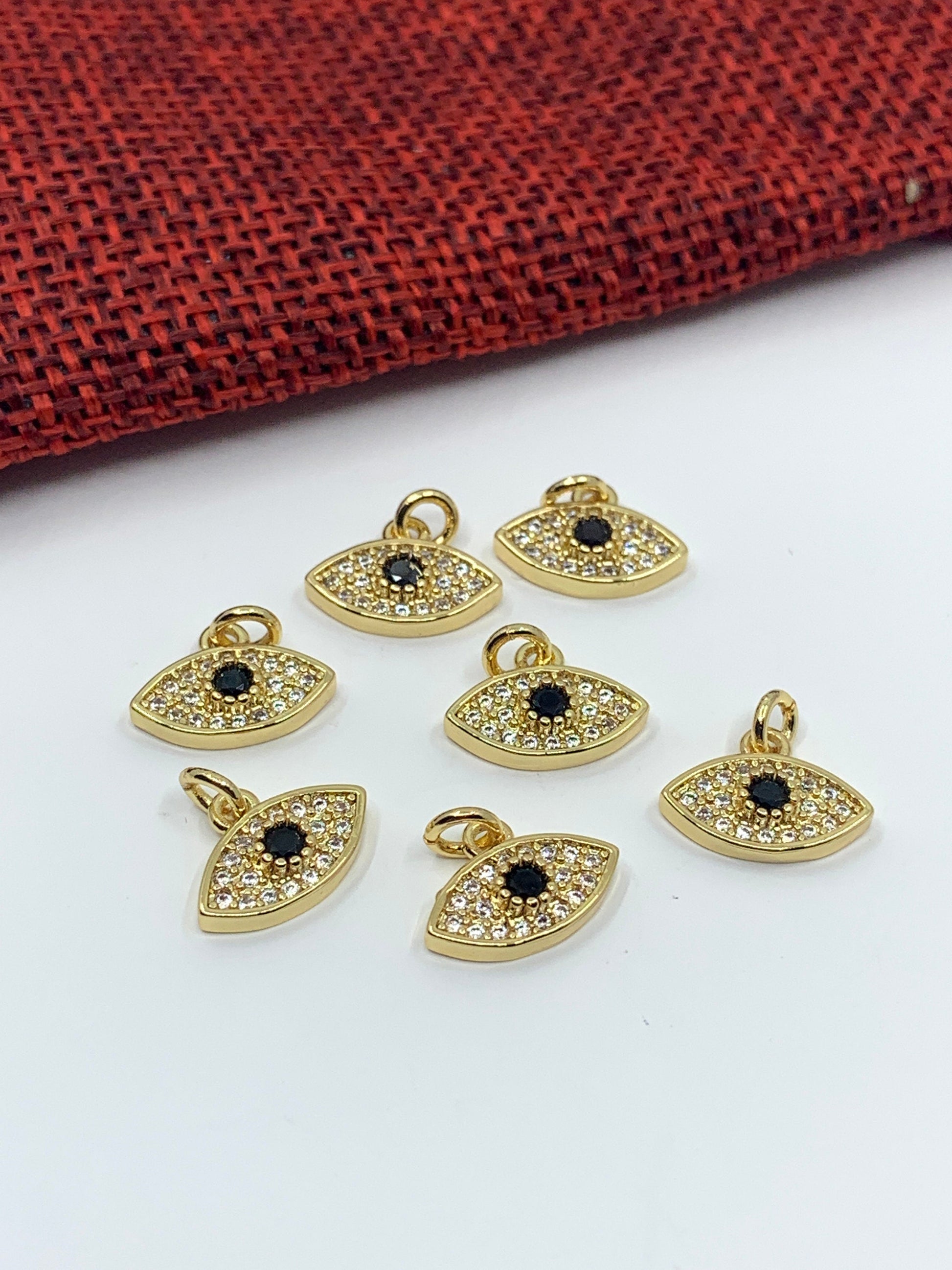 Gold/ Silver CZ Evil Eye with Clear Stones