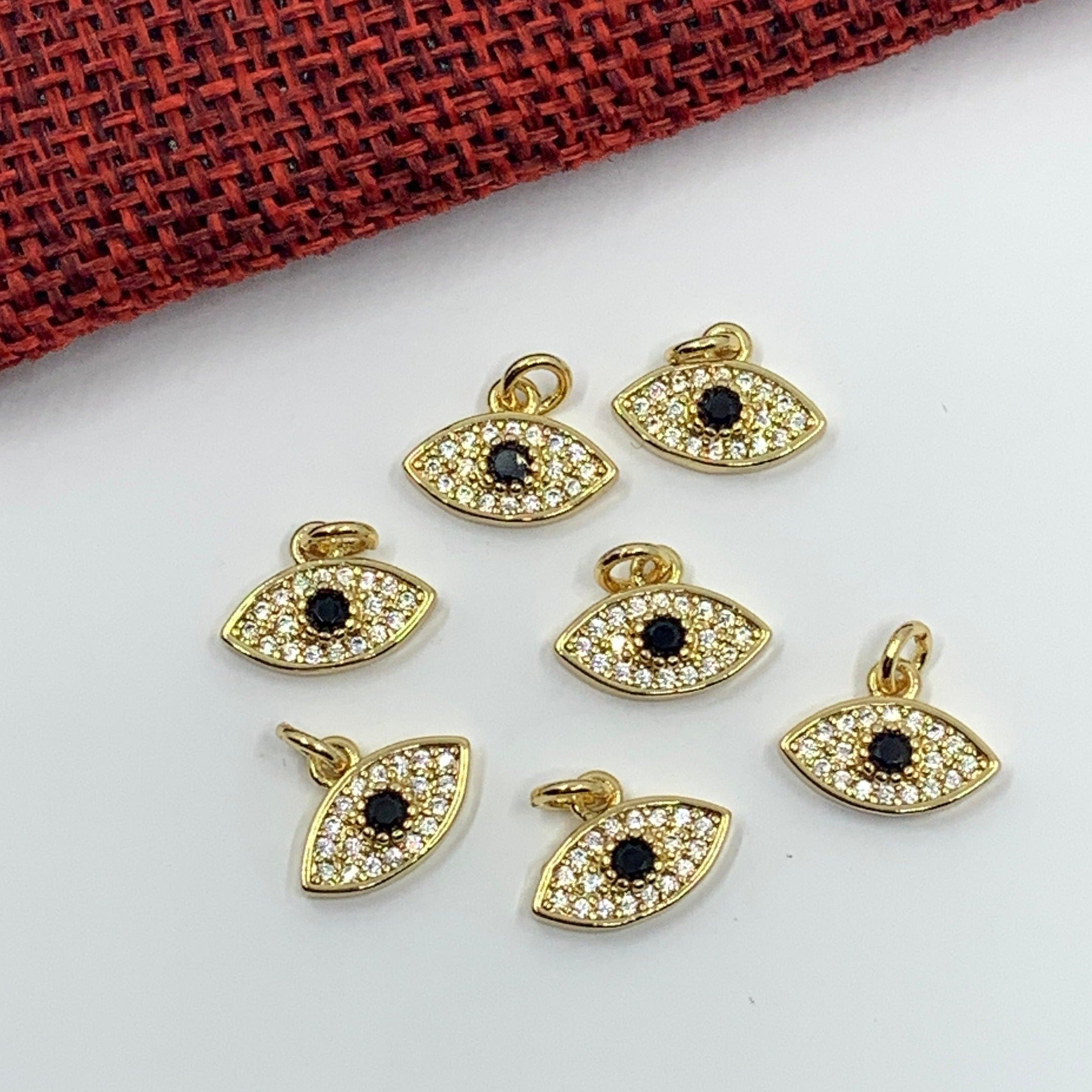 Gold/ Silver CZ Evil Eye with Clear Stones
