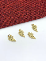 Dainty leaf charm, CZ Micro Pave