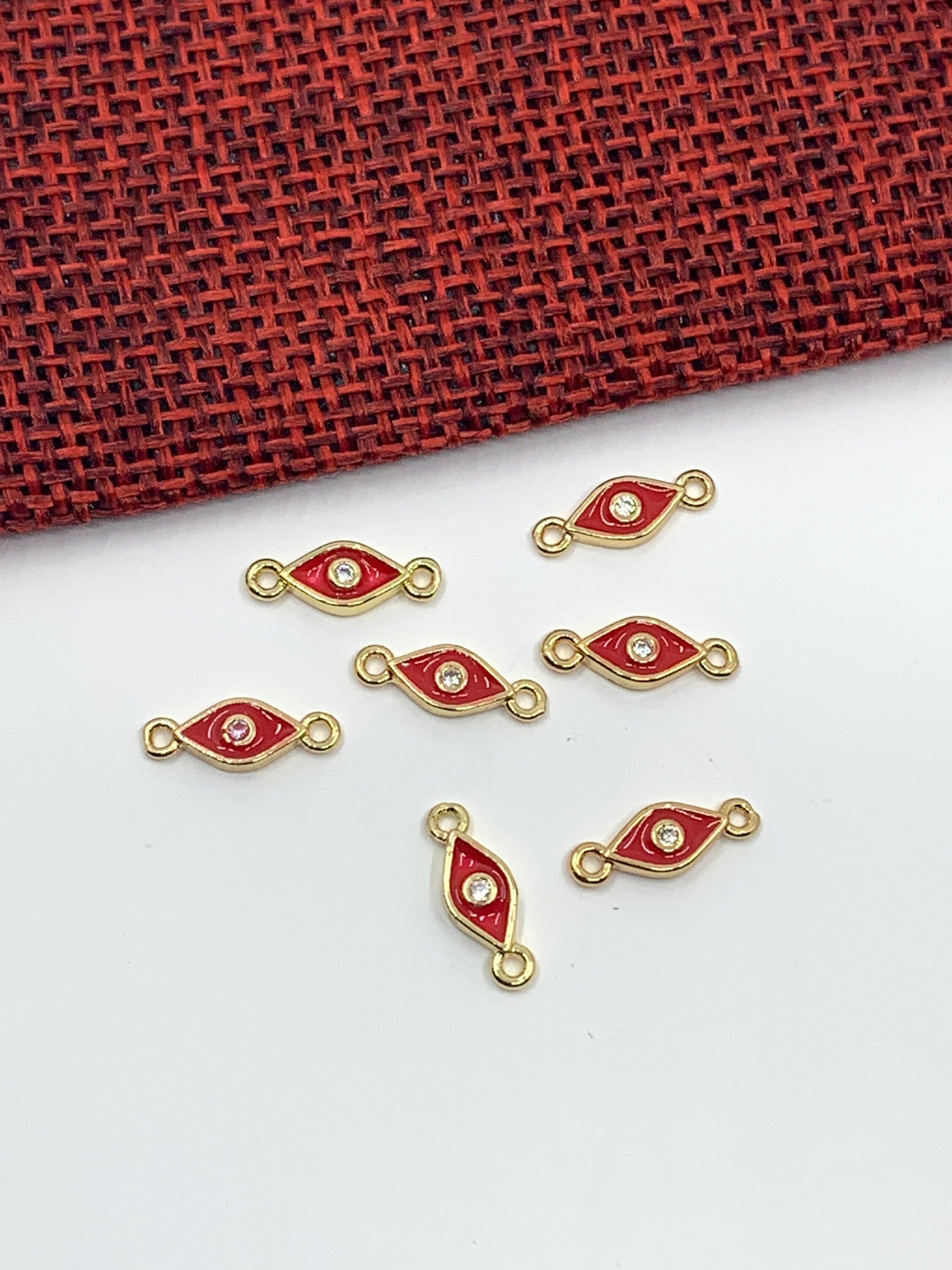 Evil Eye Shaped Connector, Red, Pink