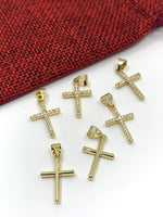 Cubic Zirconia Gold Cross 22mm x 12mm