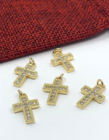 Cubic Zirconia Pave Gold Cross 