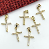 Cubic Zirconia Gold Cross 22mm x 12mm