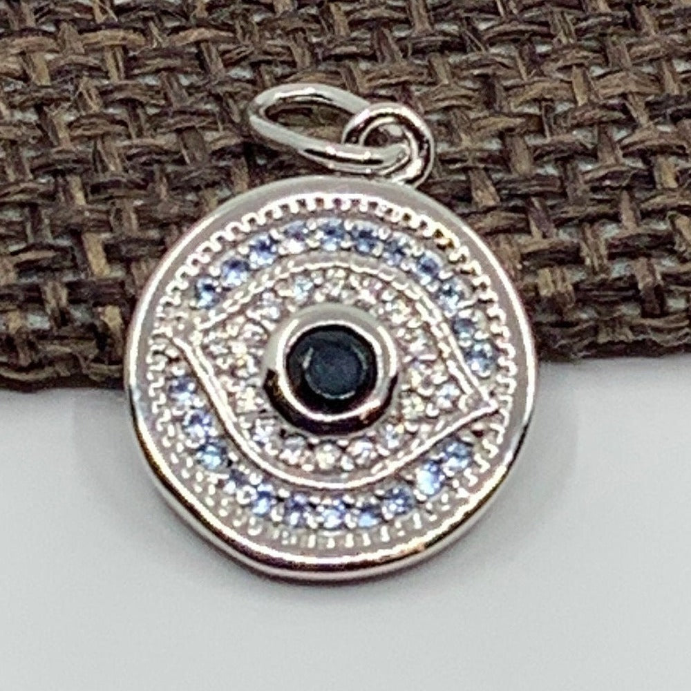 Sterling Silver Light blue Evil eye Charm | BELLAIRE WHOLESALE