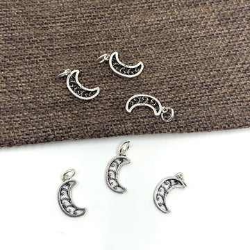 925 Sterling Silver Filigree Crescent Moon