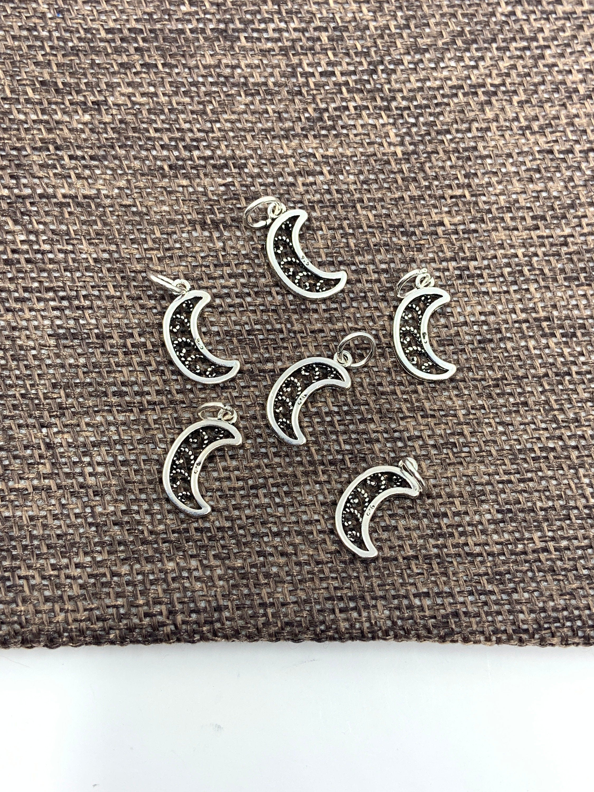 925 Sterling Silver Filigree Crescent Moon