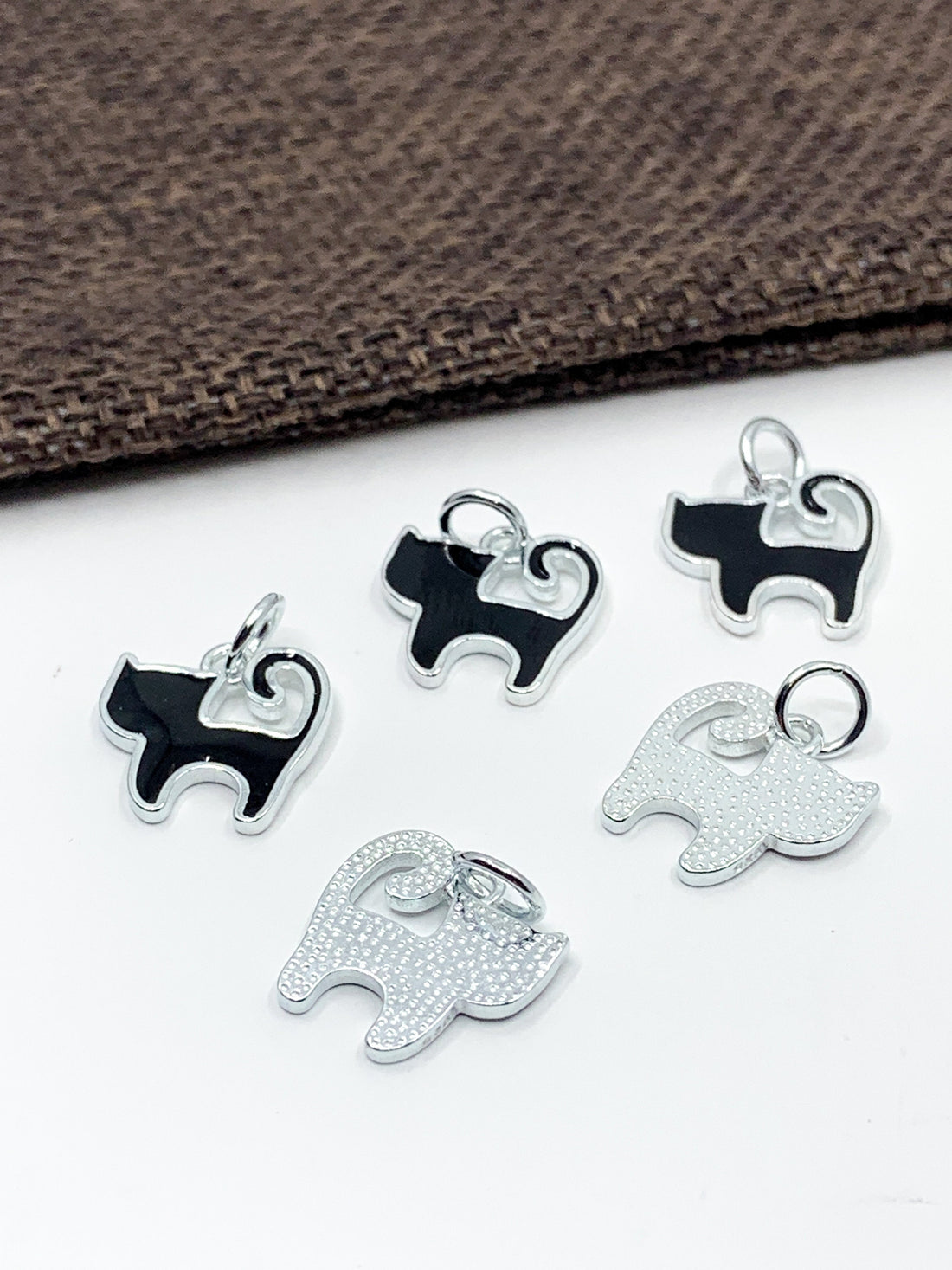 925 Sterling Silver Black Cat Enamel Charm